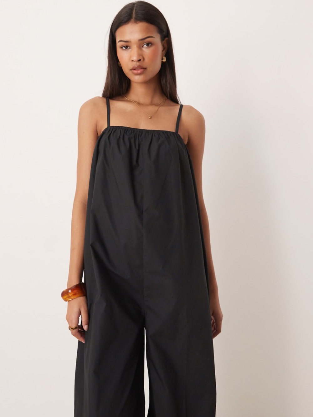 ASOS DESIGN balloon leg strappy jumpsuit in black Women’s size 12 Adjustable NWT - Picture 3 of 10